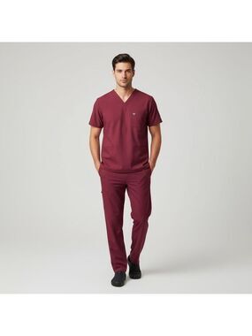 WonderWink Wine Modern Fit Scrub Top Size Small